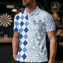 Load image into Gallery viewer, Aim Love Darts Custom Blue Argyle Men Darts Polo &amp; 1/4 Shirts, Funny Darts Shirts Dart Team Jersey TDM5663