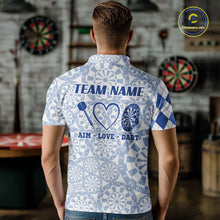 Load image into Gallery viewer, Aim Love Darts Custom Blue Argyle Men Darts Polo &amp; 1/4 Shirts, Funny Darts Shirts Dart Team Jersey TDM5663