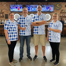 Load image into Gallery viewer, Aim Love Darts Custom Blue Argyle Women Darts Polo &amp; 1/4 Shirts, Funny Darts Shirts Dart Team Jersey TDM5663