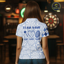 Load image into Gallery viewer, Aim Love Darts Custom Blue Argyle Women Darts Polo &amp; 1/4 Shirts, Funny Darts Shirts Dart Team Jersey TDM5663