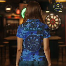 Load image into Gallery viewer, Custom Grunge Blue Camo Arrow Darts Shirts For Women, Retro Darts Jersey Team Polo &amp; 1/4 Zip TDM5664