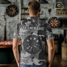 Load image into Gallery viewer, Custom Grunge Grey Camo Arrow Darts Shirts For Men, Retro Darts Jersey Team Polo &amp; 1/4 Zip TDM5665