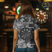Load image into Gallery viewer, Custom Grunge Grey Camo Arrow Darts Shirts For Women, Retro Darts Jersey Team Polo &amp; 1/4 Zip TDM5665