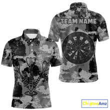 Load image into Gallery viewer, Custom Grunge Grey Camo Arrow Darts Shirts For Men, Retro Darts Jersey Team Polo &amp; 1/4 Zip TDM5665