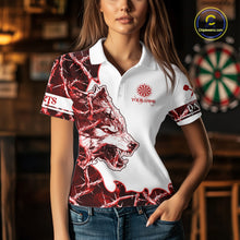 Load image into Gallery viewer, Red Thorny Camo Wolf Dart Shirts For Women Custom Camouflage Darts Jersey Team Polo &amp; 1/4 Zip Shirt TDM5666
