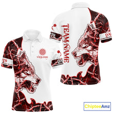 Load image into Gallery viewer, Red Thorny Camo Wolf Dart Shirts For Men Custom Camouflage Darts Jersey Team Polo &amp; 1/4 Zip Shirt TDM5666