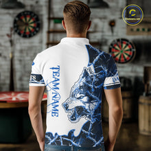 Load image into Gallery viewer, Blue Thorny Camo Wolf Dart Shirts For Men Custom Camouflage Darts Jersey Team Polo &amp; 1/4 Zip Shirt TDM5667
