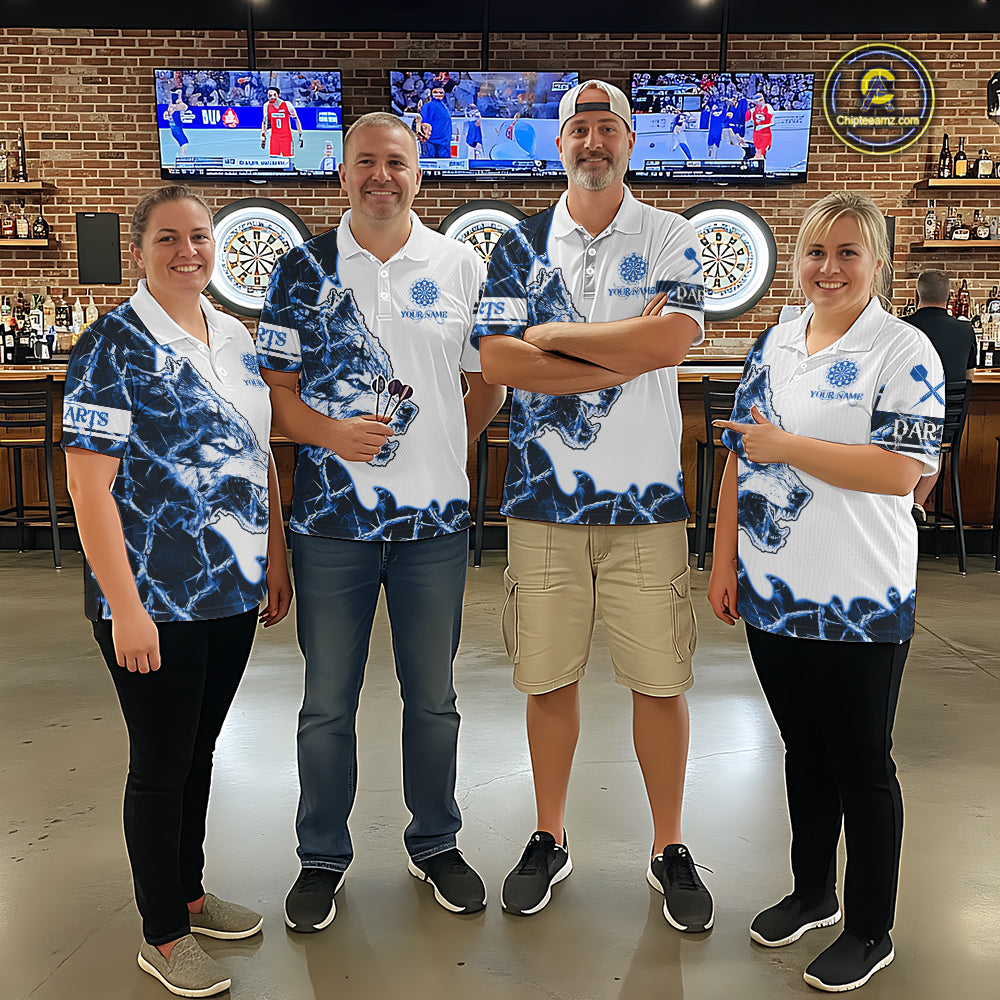 Blue Thorny Camo Wolf Dart Shirts For Women Custom Camouflage Darts Jersey Team Polo & 1/4 Zip Shirt TDM5667
