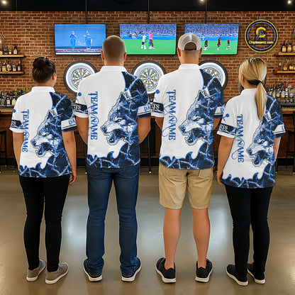 Blue Thorny Camo Wolf Dart Shirts For Women Custom Camouflage Darts Jersey Team Polo & 1/4 Zip Shirt TDM5667