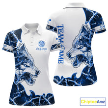 Load image into Gallery viewer, Blue Thorny Camo Wolf Dart Shirts For Women Custom Camouflage Darts Jersey Team Polo &amp; 1/4 Zip Shirt TDM5667