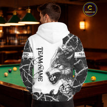 Load image into Gallery viewer, White Black Thorny Camo Wolf Billiard Hoodie Custom 8 Ball Pool Hoodie Team Jersey TDM5668