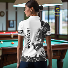 Load image into Gallery viewer, White Black Thorny Camo Wolf Billiard Shirts For Women Custom 8 Ball Pool Team Jersey Polo &amp; 1/4 Zip TDM5668