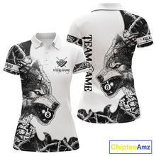 Load image into Gallery viewer, White Black Thorny Camo Wolf Billiard Shirts For Women Custom 8 Ball Pool Team Jersey Polo &amp; 1/4 Zip TDM5668