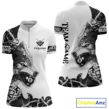 Load image into Gallery viewer, White Black Thorny Camo Wolf Billiard Shirts For Women Custom 8 Ball Pool Team Jersey Polo &amp; 1/4 Zip TDM5668