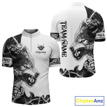 Load image into Gallery viewer, White Black Thorny Camo Wolf Billiard Shirts For Men Custom 8 Ball Pool Team Jersey Polo &amp; 1/4 Zip TDM5668