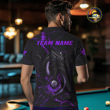 Load image into Gallery viewer, Black And Purple 8 Ball Thunder Lightning Custom Dragon Men&#39;s Billiard Shirt, Billiard Team Jersey TDM4349