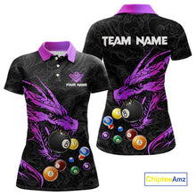 Load image into Gallery viewer, Personalized Purple Black Dragon Billiard Balls Pool Shirts For Women, Billiard League Team Jerseys TDM3851