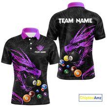 Load image into Gallery viewer, Personalized Purple Black Dragon Billiard Balls Pool Shirts For Men, Billiard League Team Jerseys TDM3851