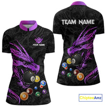 Load image into Gallery viewer, Personalized Purple Black Dragon Billiard Balls Pool Shirts For Women, Billiard League Team Jerseys TDM3851
