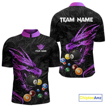 Load image into Gallery viewer, Personalized Purple Black Dragon Billiard Balls Pool Shirts For Men, Billiard League Team Jerseys TDM3851