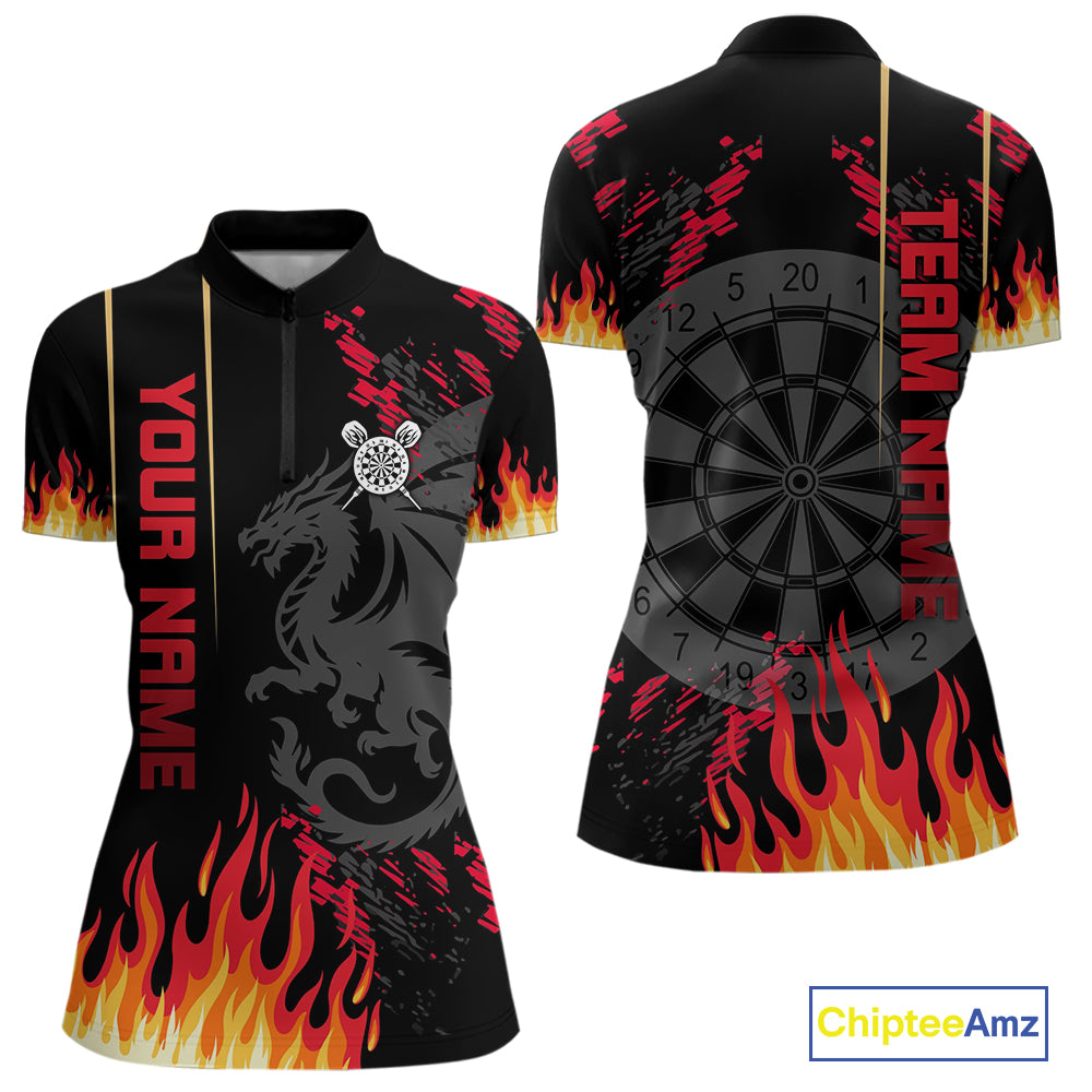 Red Black Dragon Dartboards Custom Flame Dart Shirts For Women, Dart Team Jerseys NYN0081