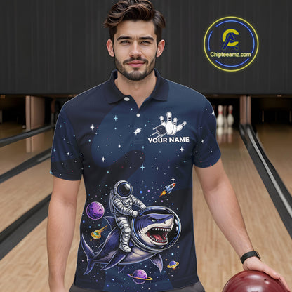 Custom Astronaut Galaxy Funny Bowling Jersey For Men, Bowling Polo & Quarter Zip Team Shirts TDM6273