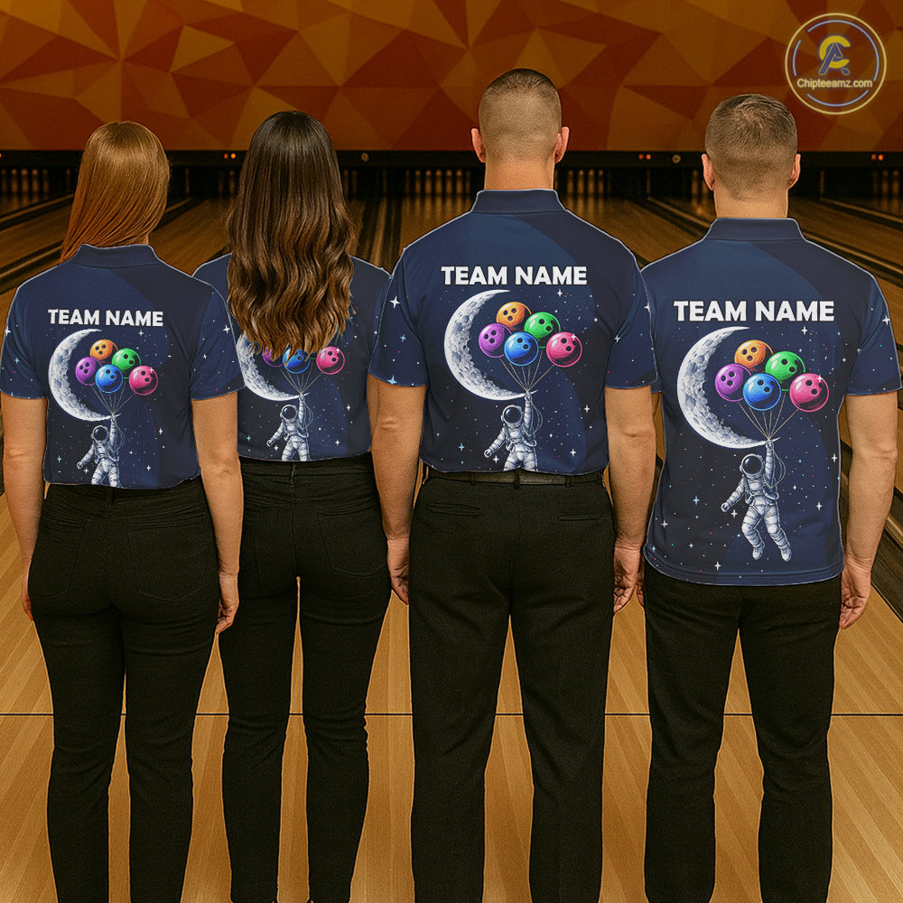 Custom Astronaut Galaxy Funny Bowling Jersey For Men, Bowling Polo & Quarter Zip Team Shirts TDM6273