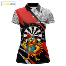 Load image into Gallery viewer, Personalized Rooster Funny Darts Shirt For Women Custom Darts Team Jersey Polo &amp; 1/4 Zip |Red TDM6280