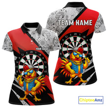 Load image into Gallery viewer, Personalized Rooster Funny Darts Shirt For Women Custom Darts Team Jersey Polo &amp; 1/4 Zip |Red TDM6280
