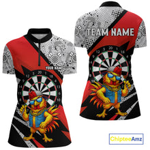 Load image into Gallery viewer, Personalized Rooster Funny Darts Shirt For Women Custom Darts Team Jersey Polo &amp; 1/4 Zip |Red TDM6280
