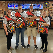 Load image into Gallery viewer, Personalized Rooster Funny Darts Shirt For Women Custom Darts Team Jersey Polo &amp; 1/4 Zip |Red TDM6280