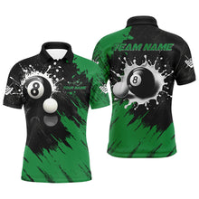 Load image into Gallery viewer, Personalized 8 Ball Pool Paint Splash Billiard Shirts For Men, Unique Billiard Pool Jerseys |Green TDM2168