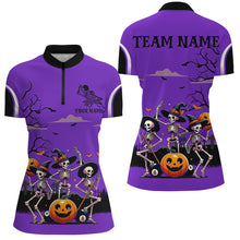 Load image into Gallery viewer, Purple Halloween Spook Night Skeleton Dance Custom Women Billiard Shirts, Billiard Halloween Outfit TDM2683