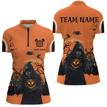 Load image into Gallery viewer, Halloween Spook Night Death Skeleton Custom Darts Shirts For Women, Orange Scary Dart Jerseys TDM2686