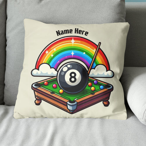 Funny Rainbow 8 Ball Pool Pillows Custom Name Cute Billiard Pillow Gifts TDM0877