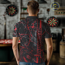 Load image into Gallery viewer, Red Grunge Dart Jerseys For Men, Fire Flame Dart Board Custom Name Dragon Darts League Shirts TDM3857