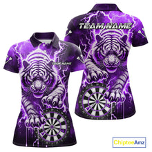 Load image into Gallery viewer, Personalized Thunder Lightning Tiger Dart Shirts For Women Custom 3D Dart League Team Jersey|Purple TDM3860