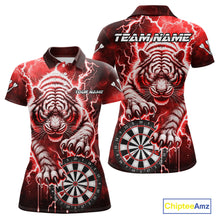Load image into Gallery viewer, Personalized Thunder Lightning Tiger Dart Shirts For Women Custom 3D Dart League Team Jersey|Red TDM3861