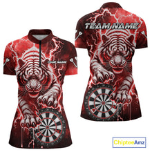 Load image into Gallery viewer, Personalized Thunder Lightning Tiger Dart Shirts For Women Custom 3D Dart League Team Jersey|Red TDM3861