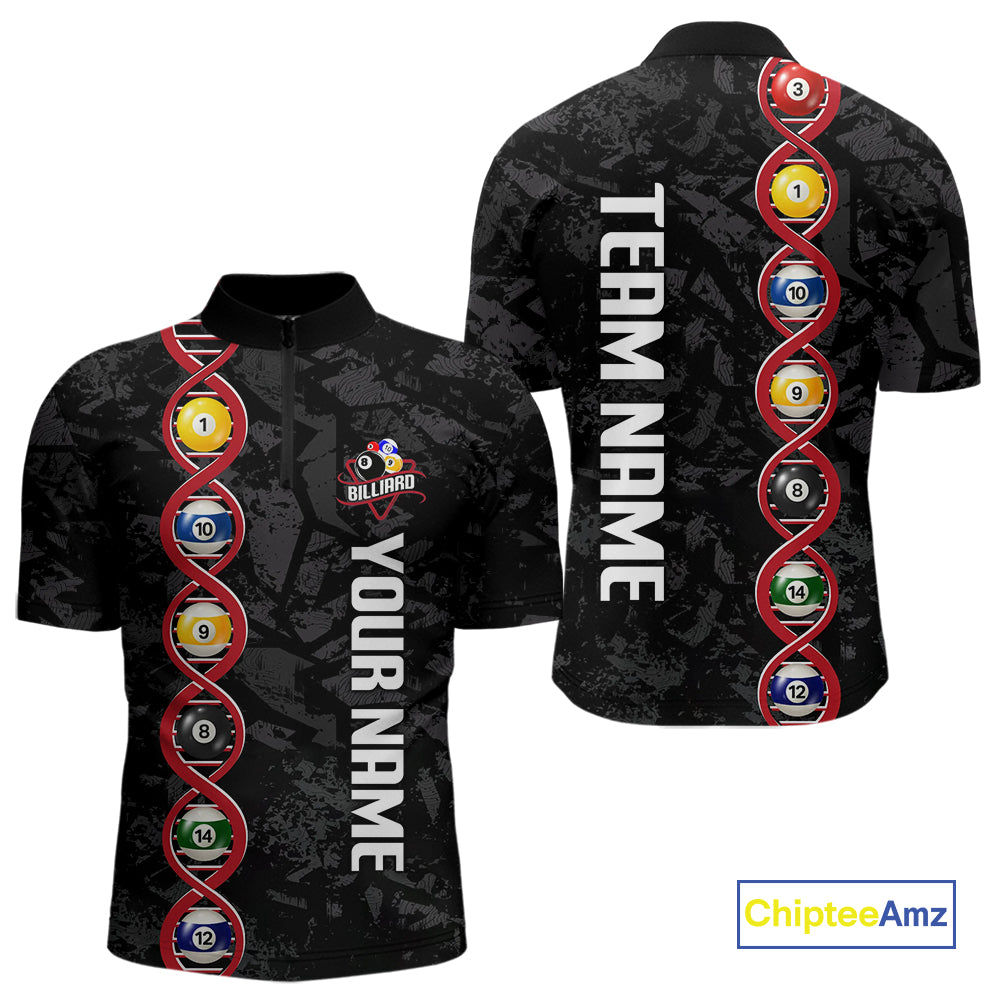 DNA Billiard Shirts For Men Custom Funny Pool Balls Billiard Jerseys Team Polo & Quarter Zip TDM3862