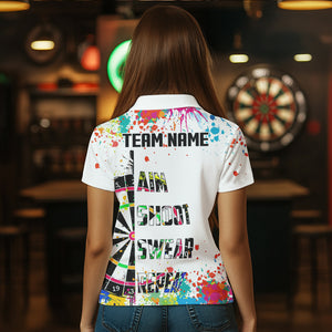 Funny Dartboards Colorful Paint Aim Shoot Swear Repeat Darts Shirt For Women Custom Darts Team Jersey TDM1585