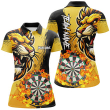 Load image into Gallery viewer, Yellow Funny Darts Flame Lion Custom Polo &amp; Quarter-Zip, Personalized Women Dart Shirts Dart Jerseys TDM2694