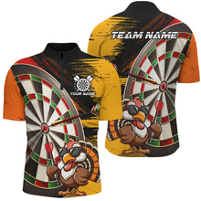 Load image into Gallery viewer, Funny Turkey Darts Polo &amp; 1/4 Zip Shirt For Men Custom Thanksgiving Dart Shirts Gift, Dart Jerseys TDM2695