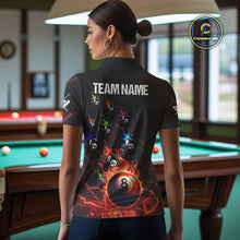 Load image into Gallery viewer, Personalized Funny Colorful Fire Flame 8 Ball Billiard Shirt For Women Custom Pool Team Jersey |Red TDM4966