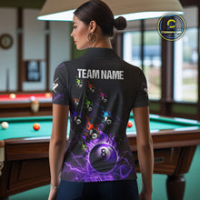 Load image into Gallery viewer, Personalized Funny Colorful Flame 8 Ball Billiard Shirt For Women Custom Pool Team Jersey |Purple TDM4968