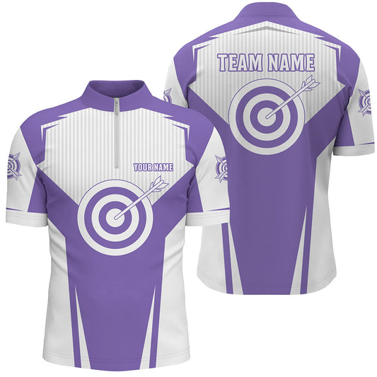 Purple Archery Jerseys Men Quarter-Zip Shirts Custom Team Name Archery Uniform Jerseys TDM0705