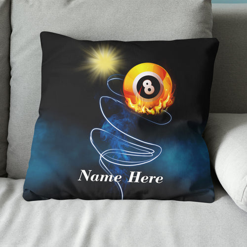 Personalized Billiard 8 Ball Flame Pillow, Funny Billiard Pillow Gifts TDM0882