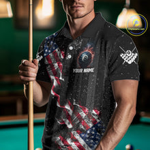 Load image into Gallery viewer, Custom US Flag Smoke 8 Ball Pool Billiard Shirt For Men, 3D Patriotic Billiard Team Jersey TDM5692