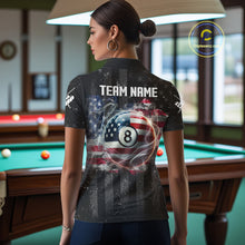 Load image into Gallery viewer, Custom US Flag Smoke 8 Ball Pool Billiard Shirt For Women, 3D Patriotic Billiard Team Jersey TDM5692