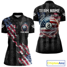 Load image into Gallery viewer, Custom US Flag Smoke 8 Ball Pool Billiard Shirt For Women, 3D Patriotic Billiard Team Jersey TDM5692
